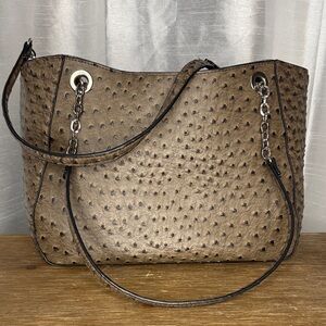OKPTA OK.0973628 Bag Purse Faux Ostrich Brown Silver